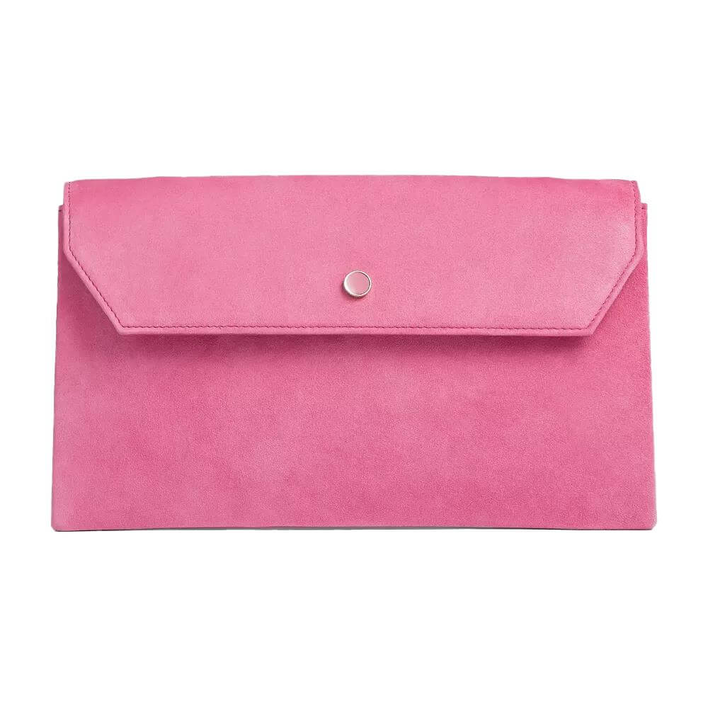 LK Bennett Dora Pink Suede Envelope Clutch